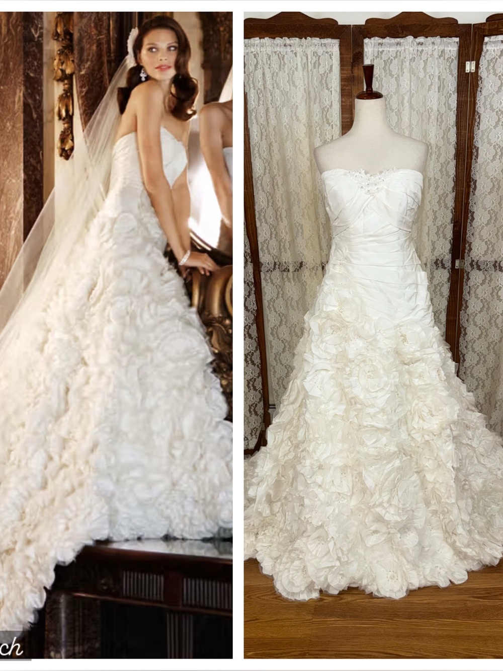 Stunning Galina Rosette Taffeta Ballgown Wedding Gown